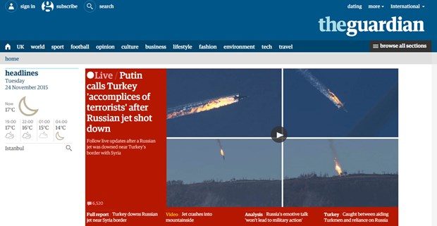 Düşürülen Rus savaş uçağı dış basında