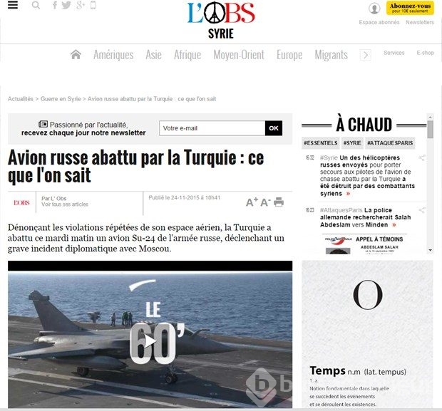 Düşürülen Rus savaş uçağı dış basında