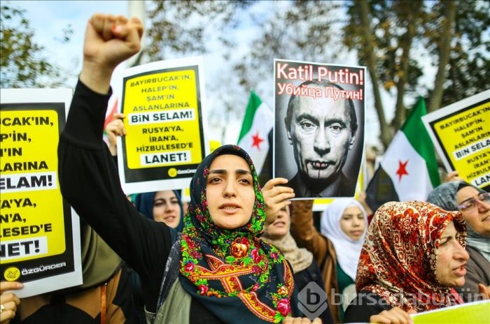 İstanbul'da Rusya protestosu