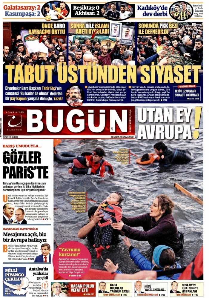 Gazete manşetleri (30 Kasım 2015)