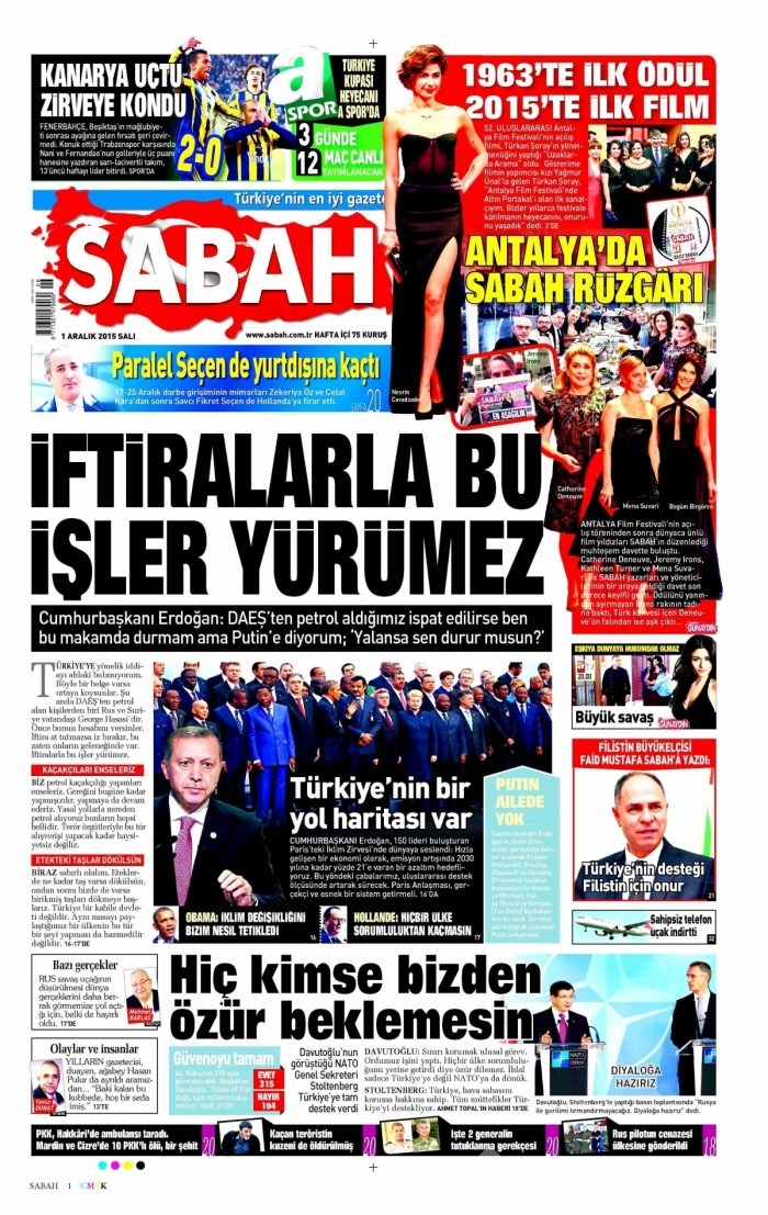 Günün gazete manşetleri (1 Aralık 2015)