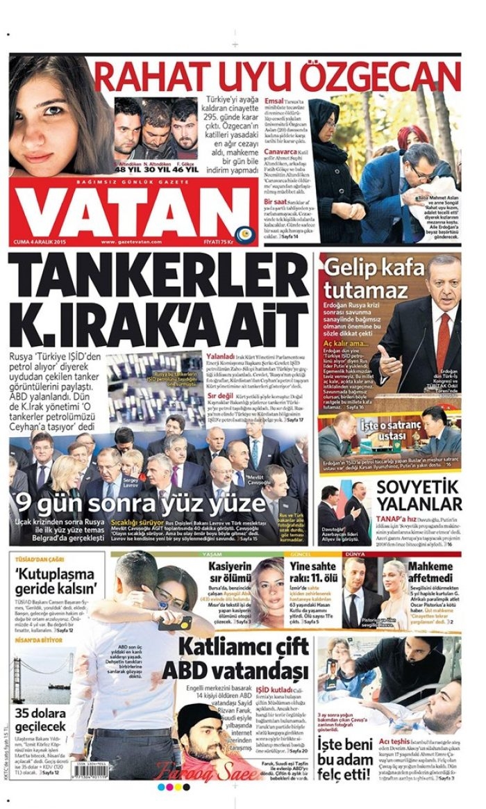 Günün gazete manşetleri - 4 Aralık 2015