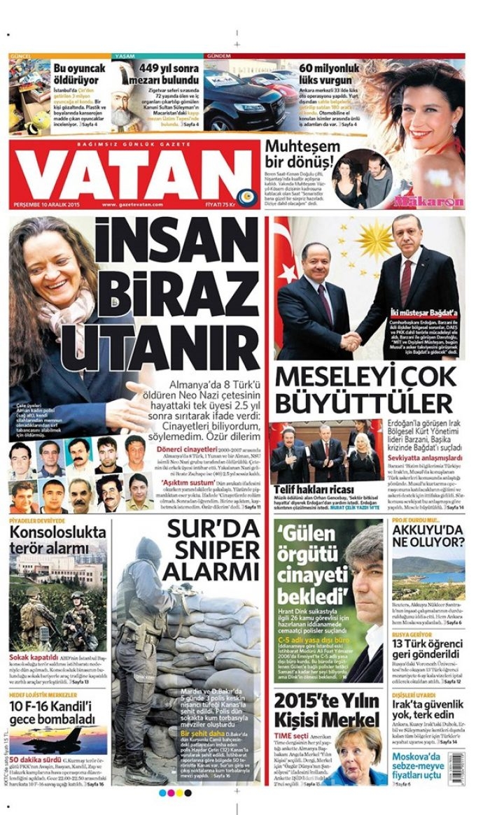 Günün gazete manşetleri - 10 Aralık 2015