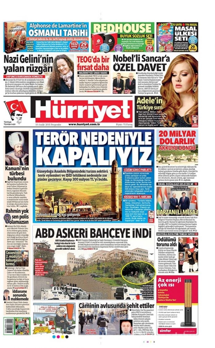 Günün gazete manşetleri - 10 Aralık 2015