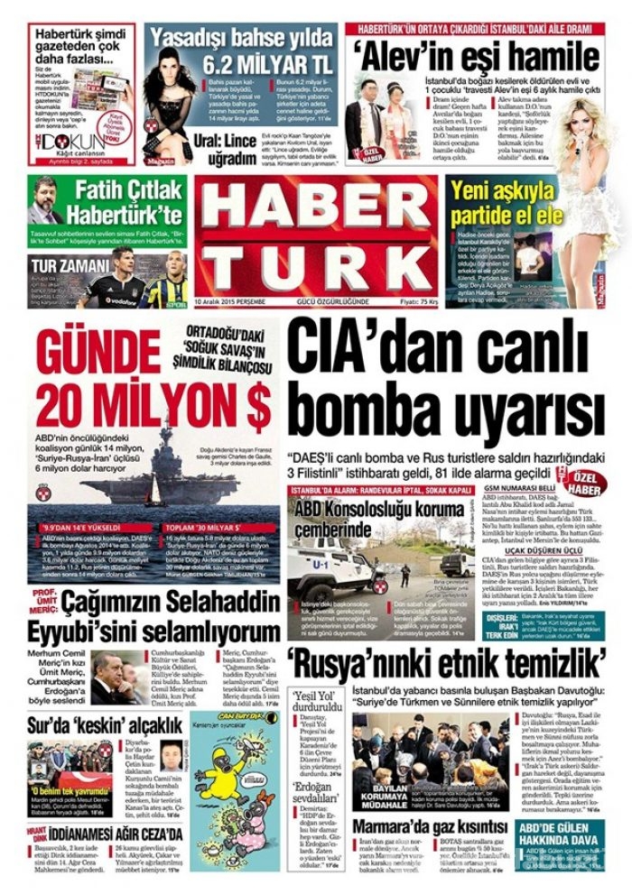 Günün gazete manşetleri - 10 Aralık 2015