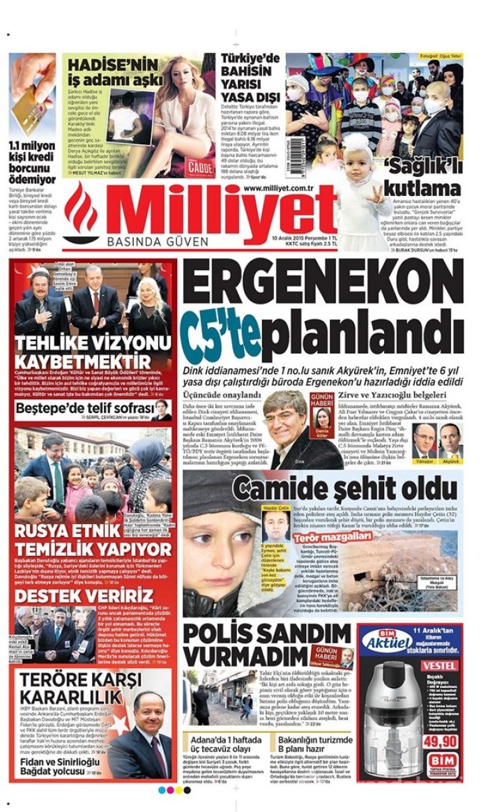 Günün gazete manşetleri - 10 Aralık 2015