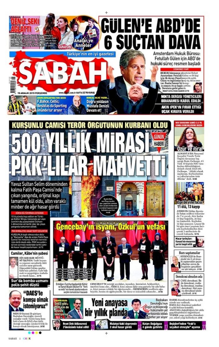 Günün gazete manşetleri - 10 Aralık 2015