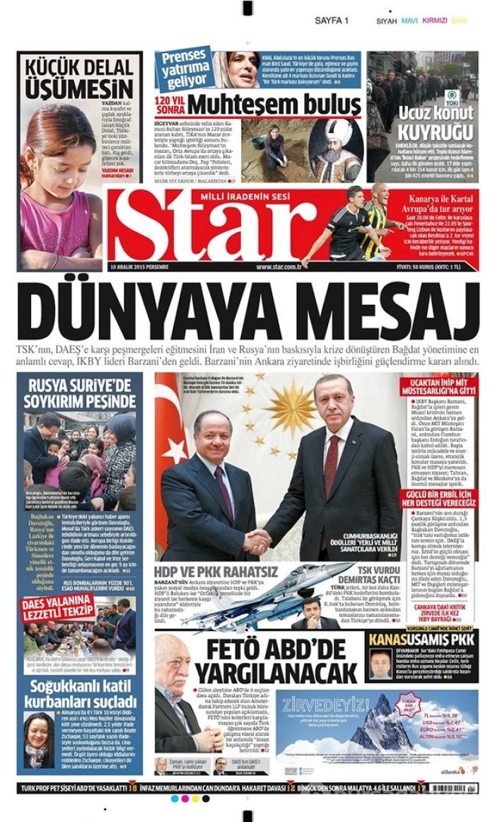 Günün gazete manşetleri - 10 Aralık 2015