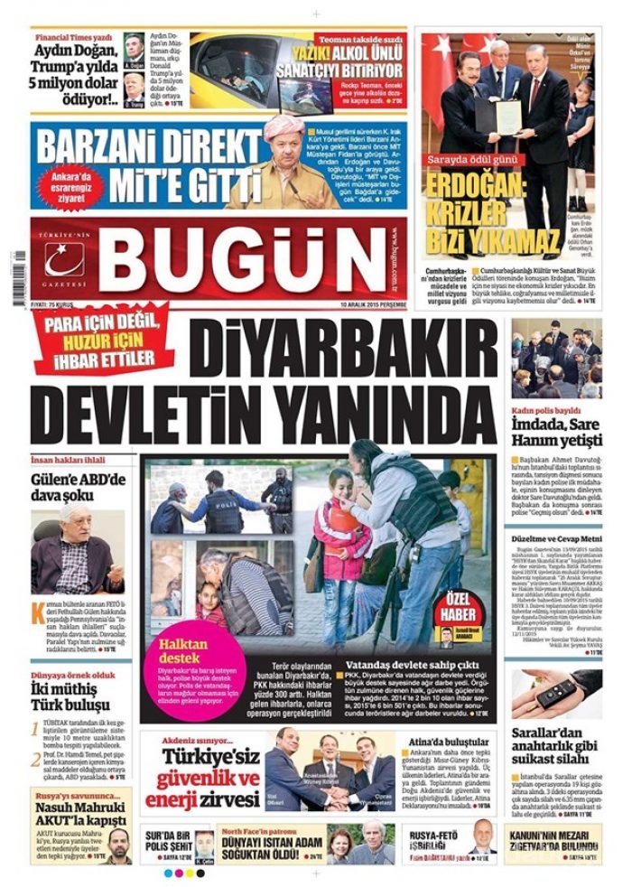 Günün gazete manşetleri - 10 Aralık 2015