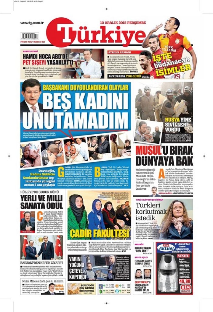 Günün gazete manşetleri - 10 Aralık 2015