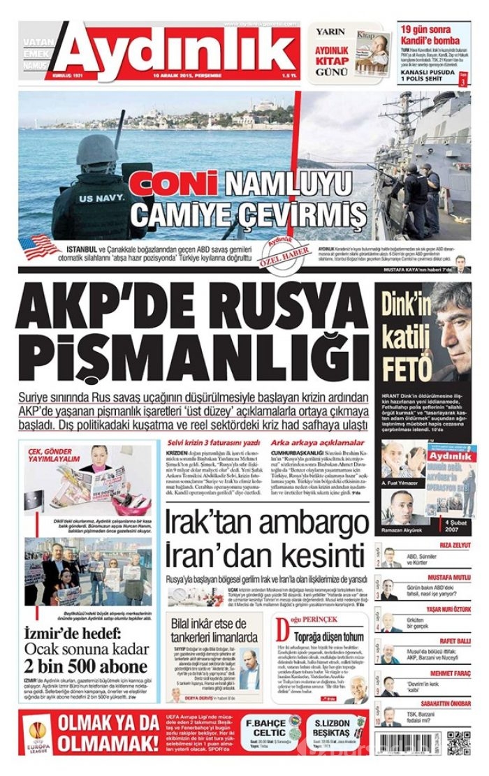 Günün gazete manşetleri - 10 Aralık 2015