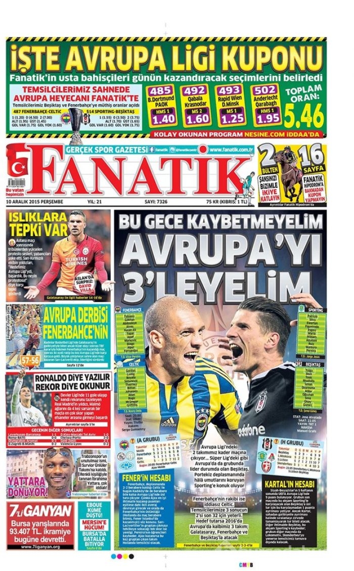 Günün gazete manşetleri - 10 Aralık 2015