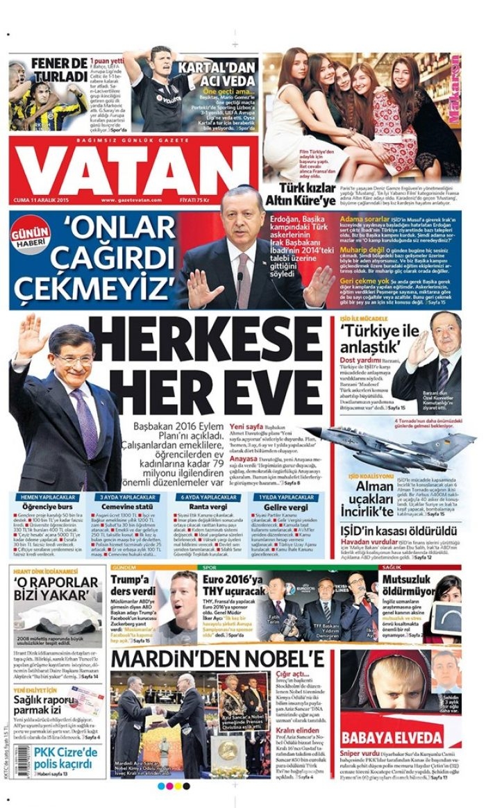 Günün gazete manşetleri - 11 Aralık 2015