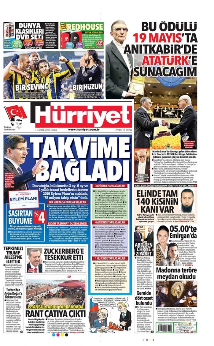 Günün gazete manşetleri - 11 Aralık 2015