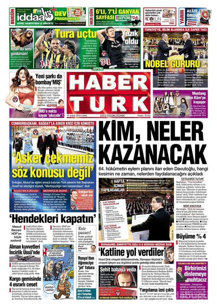 Günün gazete manşetleri - 11 Aralık 2015