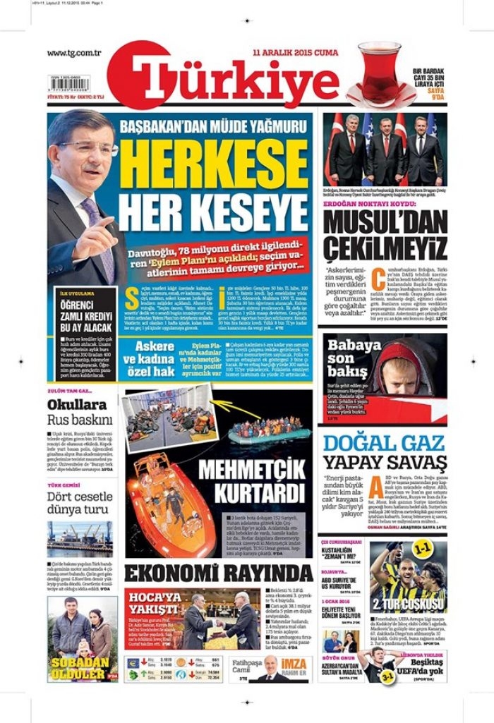 Günün gazete manşetleri - 11 Aralık 2015