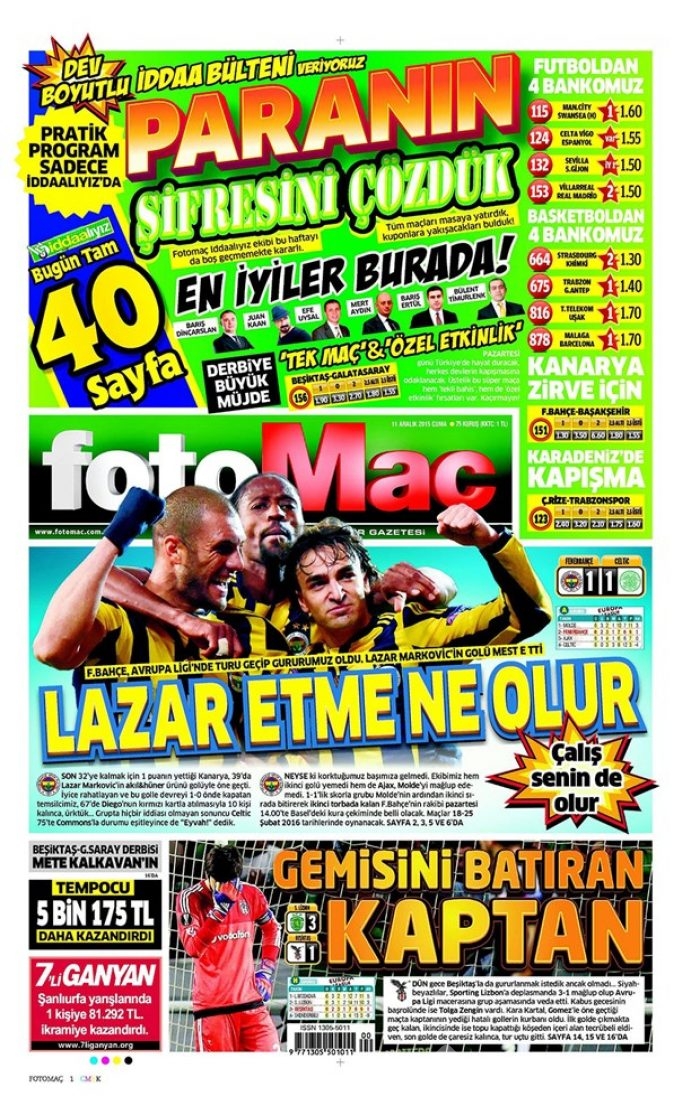 Günün gazete manşetleri - 11 Aralık 2015
