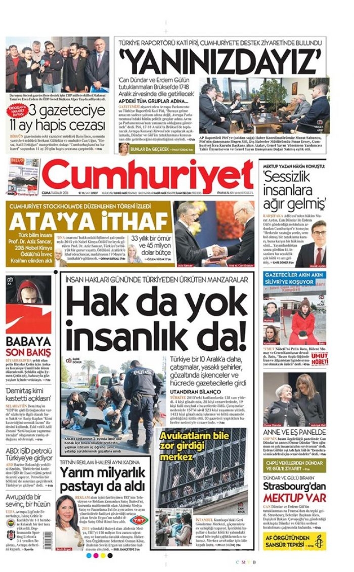 Günün gazete manşetleri - 11 Aralık 2015