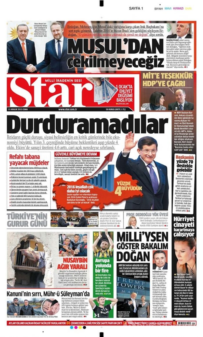 Günün gazete manşetleri - 11 Aralık 2015