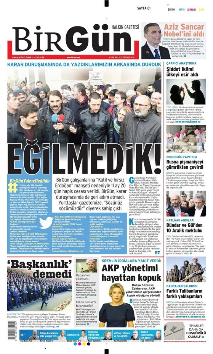 Günün gazete manşetleri - 11 Aralık 2015