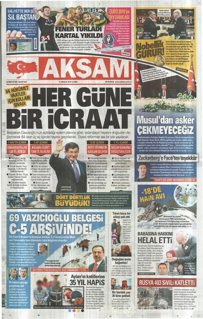 Günün gazete manşetleri - 11 Aralık 2015