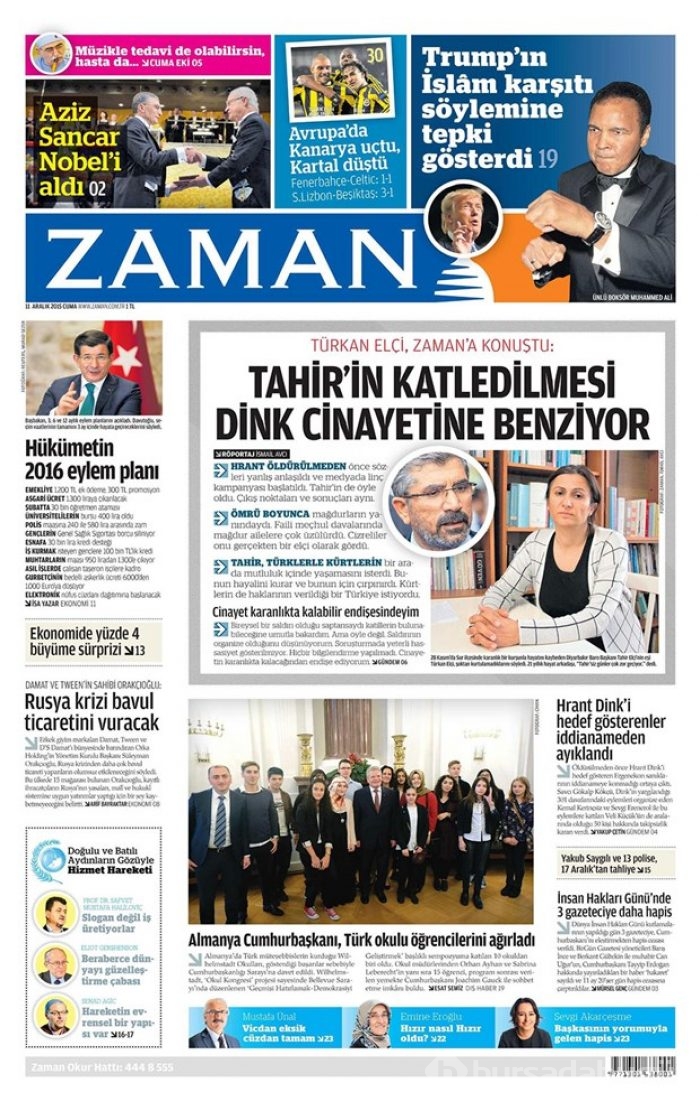 Günün gazete manşetleri - 11 Aralık 2015