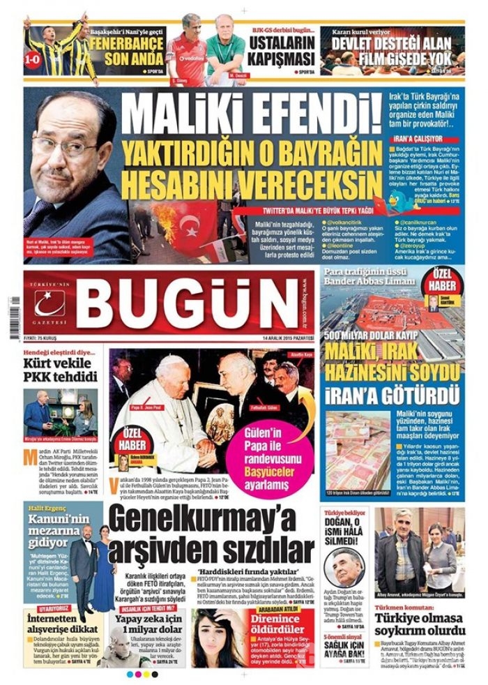 Günün gazete manşetleri - 14 Aralık 2015