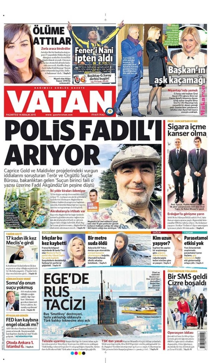 Günün gazete manşetleri - 14 Aralık 2015