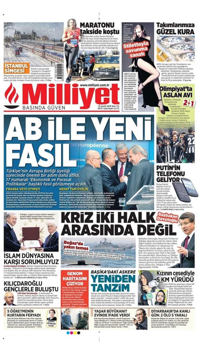 Günün gazete manşetleri - 15 Aralık 2015