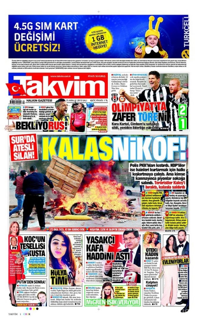 Günün gazete manşetleri - 15 Aralık 2015