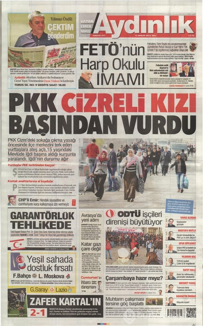Günün gazete manşetleri - 15 Aralık 2015