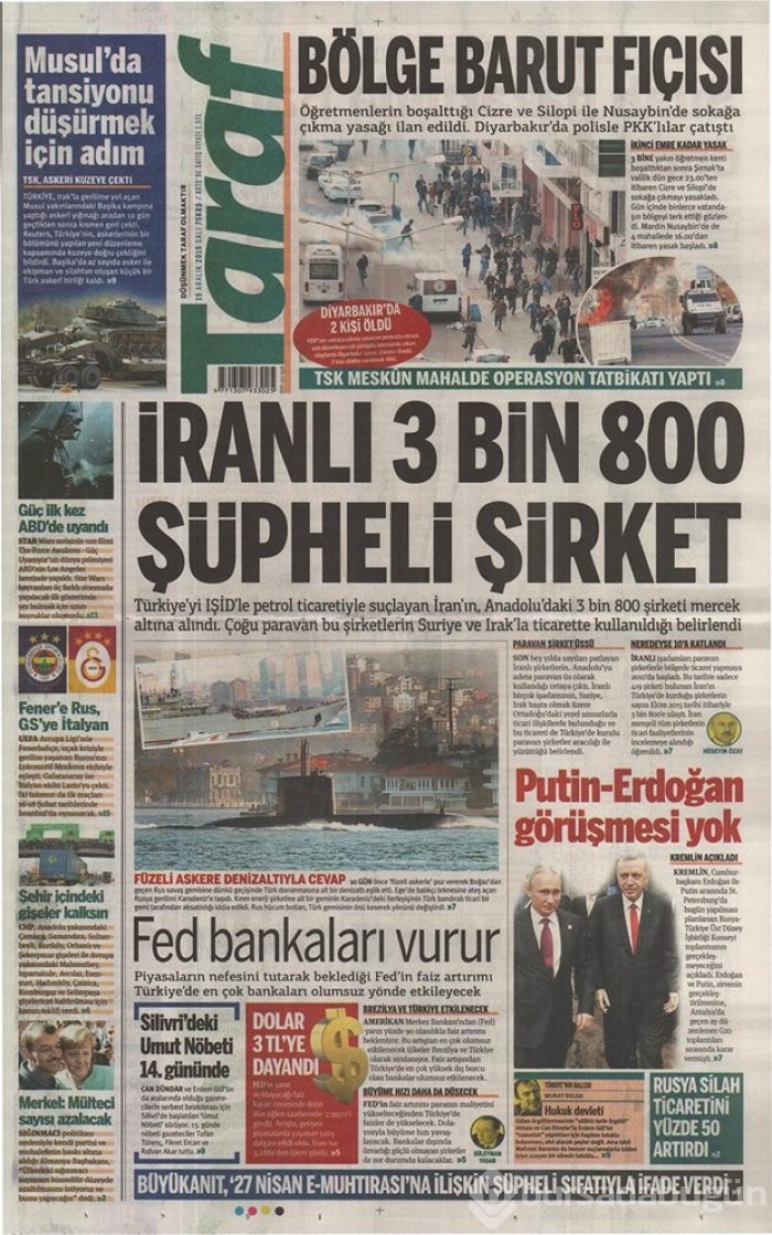 Günün gazete manşetleri - 15 Aralık 2015
