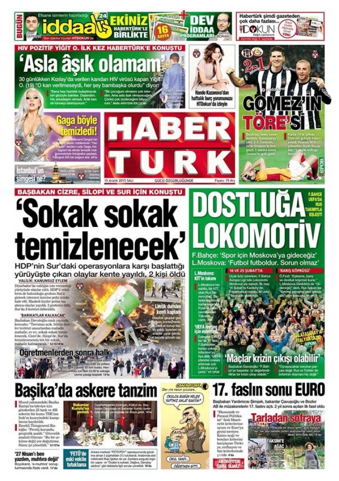 Günün gazete manşetleri - 15 Aralık 2015