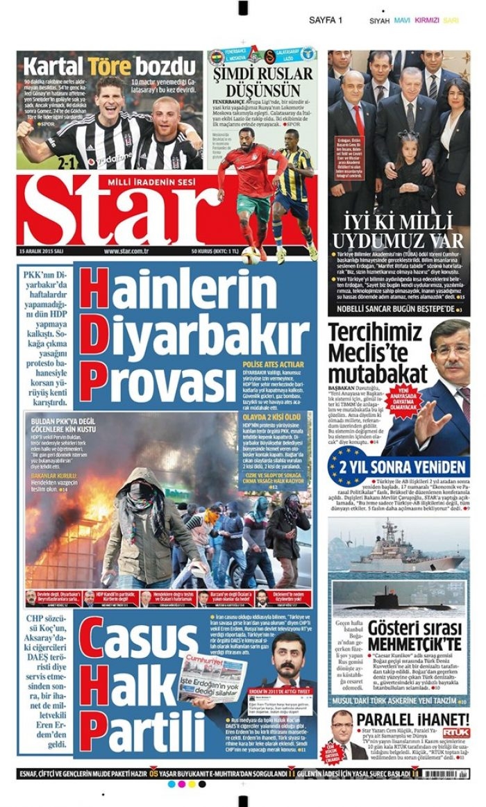 Günün gazete manşetleri - 15 Aralık 2015