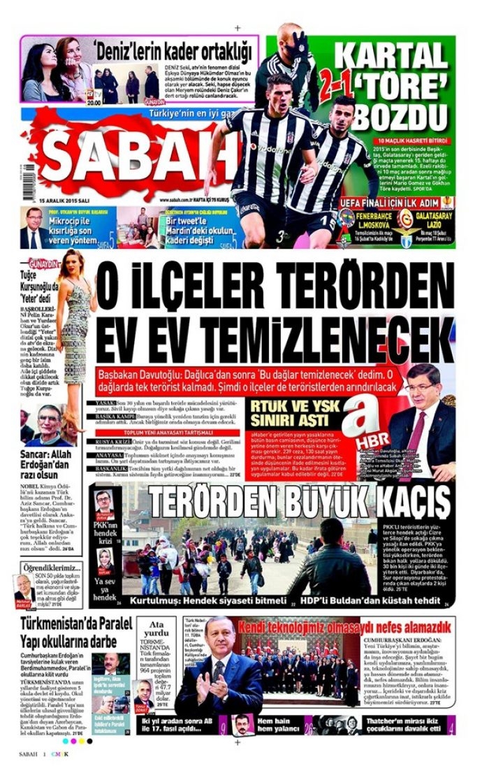 Günün gazete manşetleri - 15 Aralık 2015