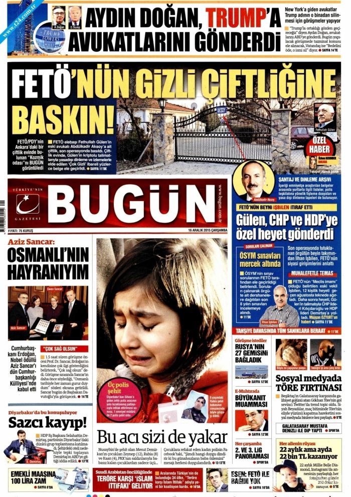 Gazete manşetleri (16 Aralık 2015)