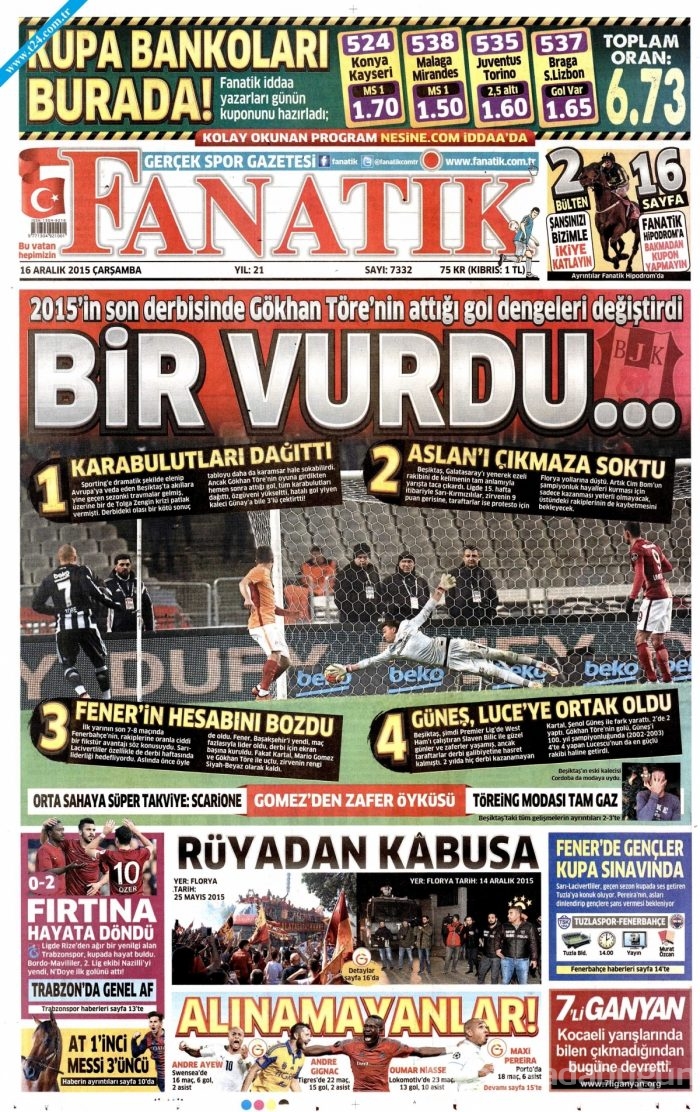 Gazete manşetleri (16 Aralık 2015)