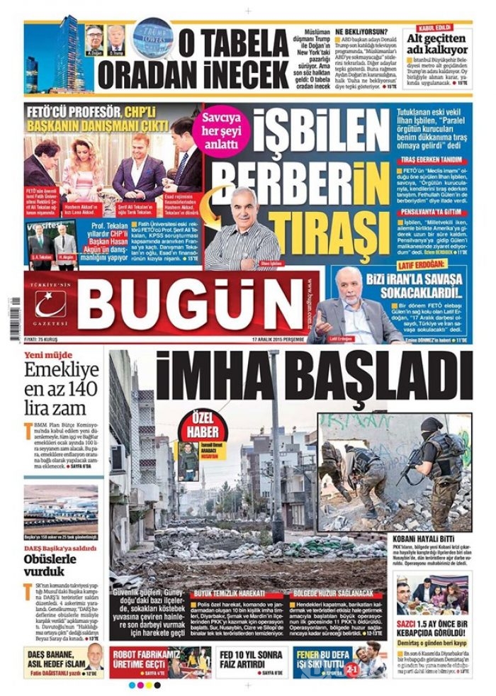 Günün gazete manşetleri  17 Aralık 2015