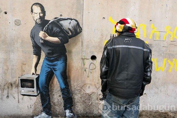 Banksy'nin çizdiği Steve Jobs'u görmek 5 dolar