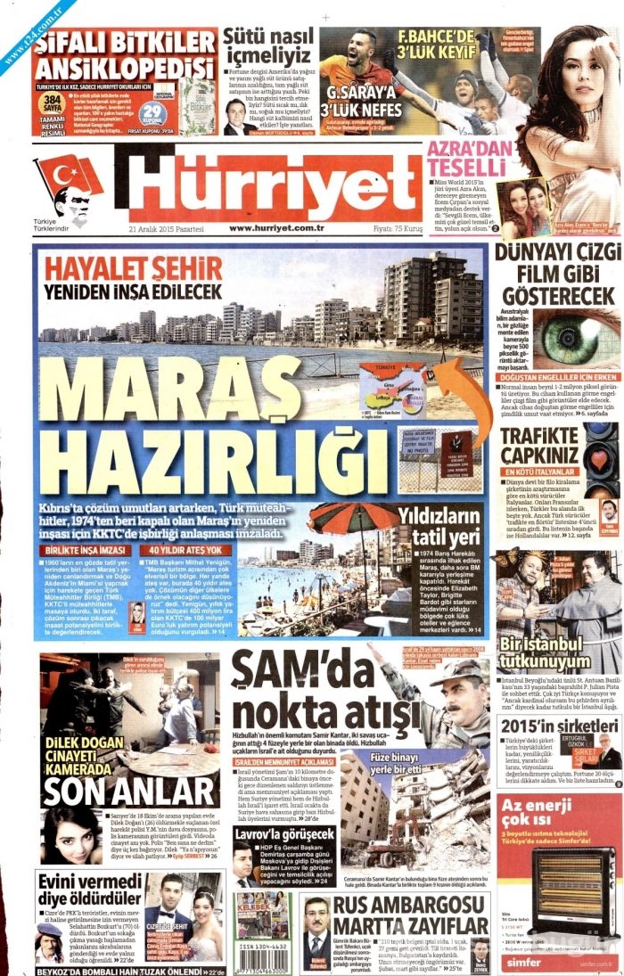 Gazete manşetleri (21 Aralık 2015)