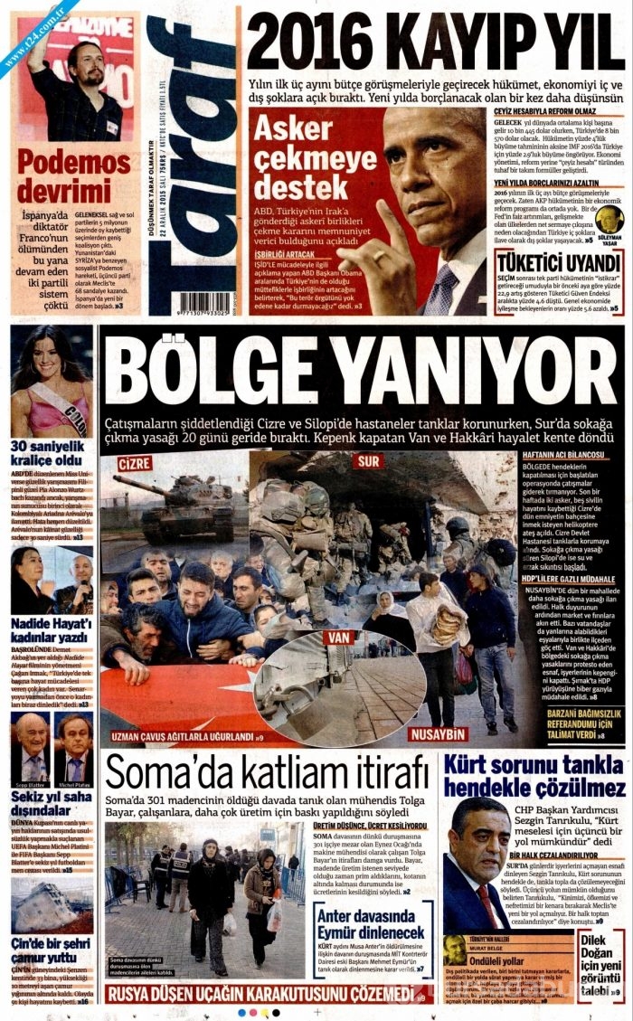 Gazete manşetleri (22 Aralık 2015)