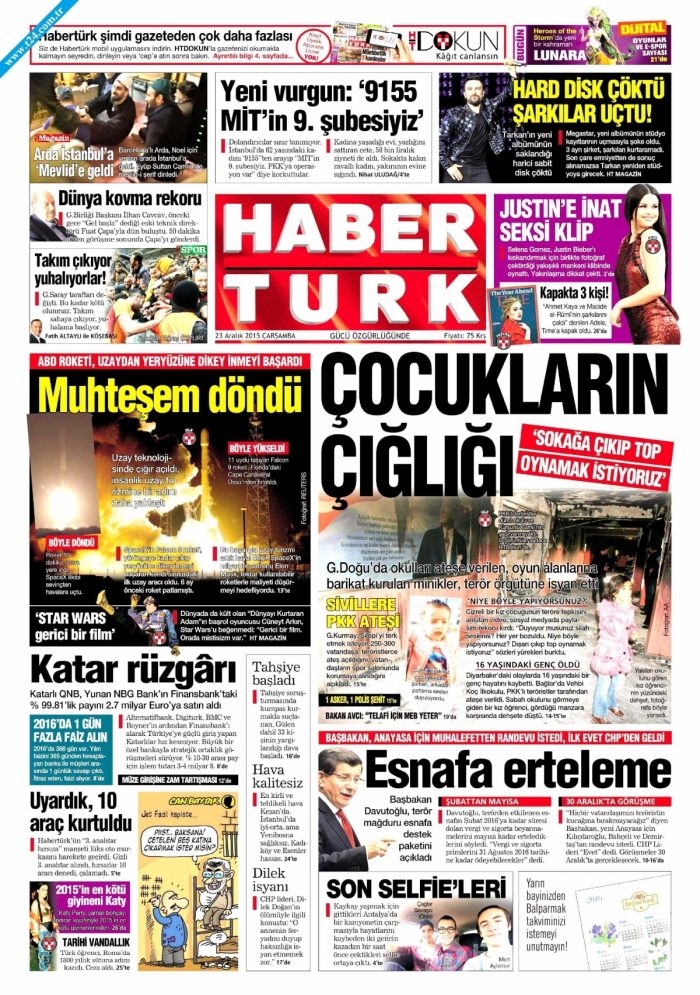 Gazete manşetleri (23 Aralık 2015)