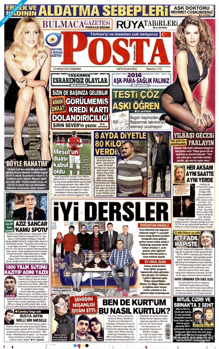 Gazete manşetleri (23 Aralık 2015)