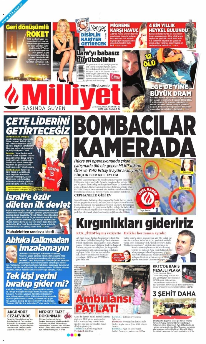Gazete manşetleri (23 Aralık 2015)