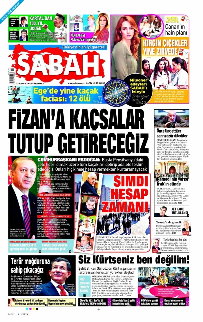 Gazete manşetleri (23 Aralık 2015)
