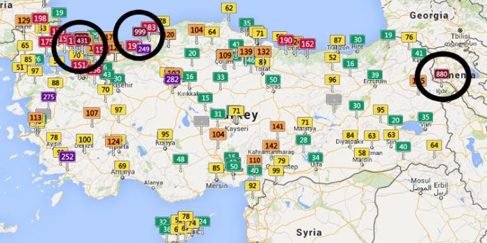 İl il, bölge bölge hava kirliliği rakamları