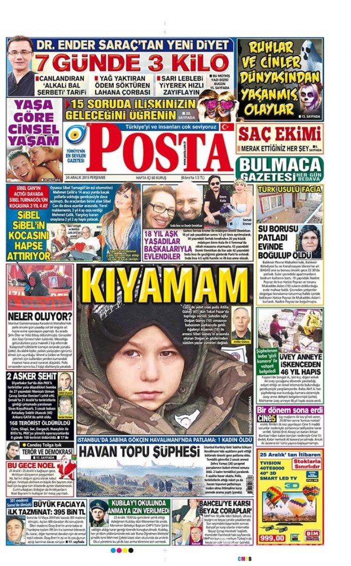 Günün gazete manşetleri 24 Aralık 2015