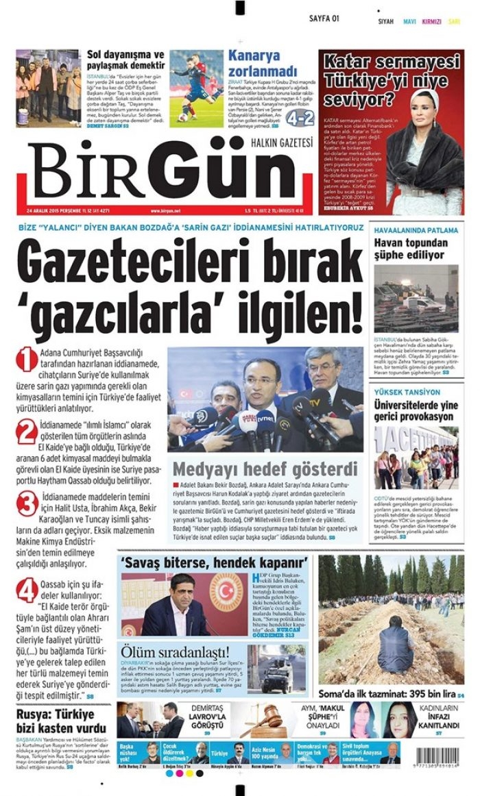 Günün gazete manşetleri 24 Aralık 2015