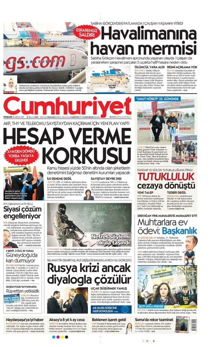 Günün gazete manşetleri 24 Aralık 2015