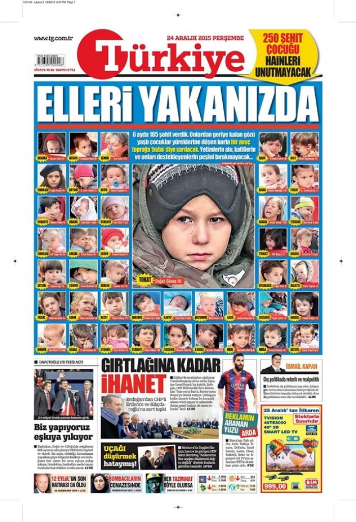Günün gazete manşetleri 24 Aralık 2015